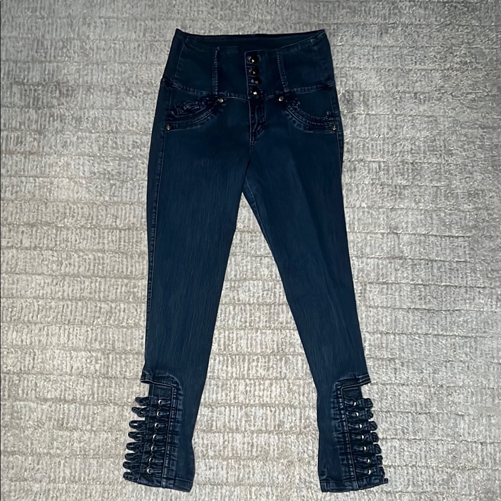 Women's High-Waisted Dark Blue Jeans